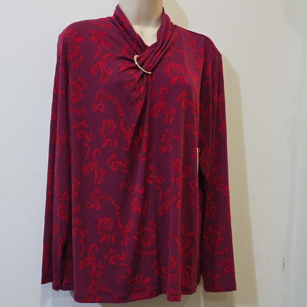 Liz Claiborne Red Floral Women's Blouse